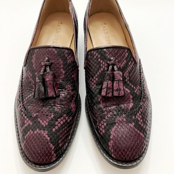 Talbots Leighton Brogue Tasseled Embossed Exotic Loafers - Picture 4 of 8